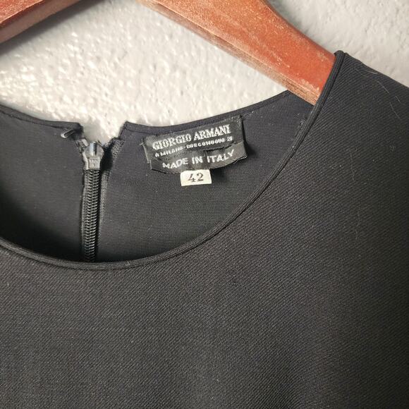 Giorgio Armani Wool Crew Neck Short Sleeve Sheath Dress (Flawed) - Picture 3 of 7